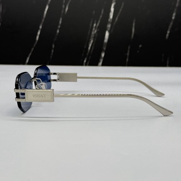 NEW VE2274 1000/80 VERSACE SILVER BLUE WOMEN VERSACE MOD 2274 100080 SUNGLASSES - Picture 8 of 12